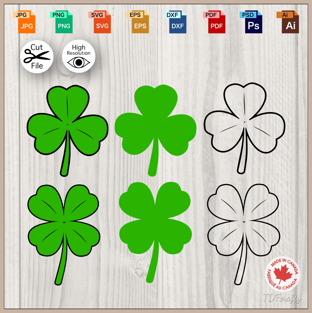 St. Patrick's Day Lucky Clovers Title Clipart & SVG Cut Files