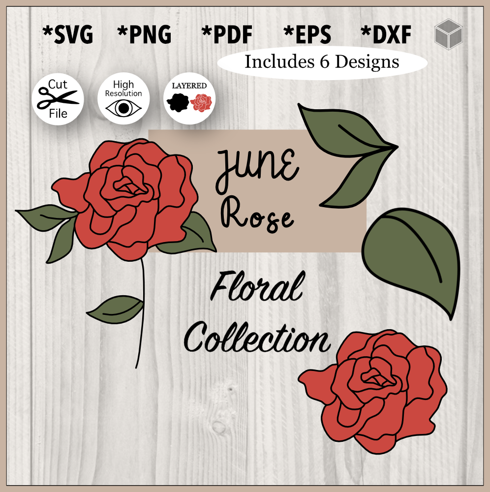 Free Rose SVG Cut File PNG DXF EPS-Free Rose SVG
