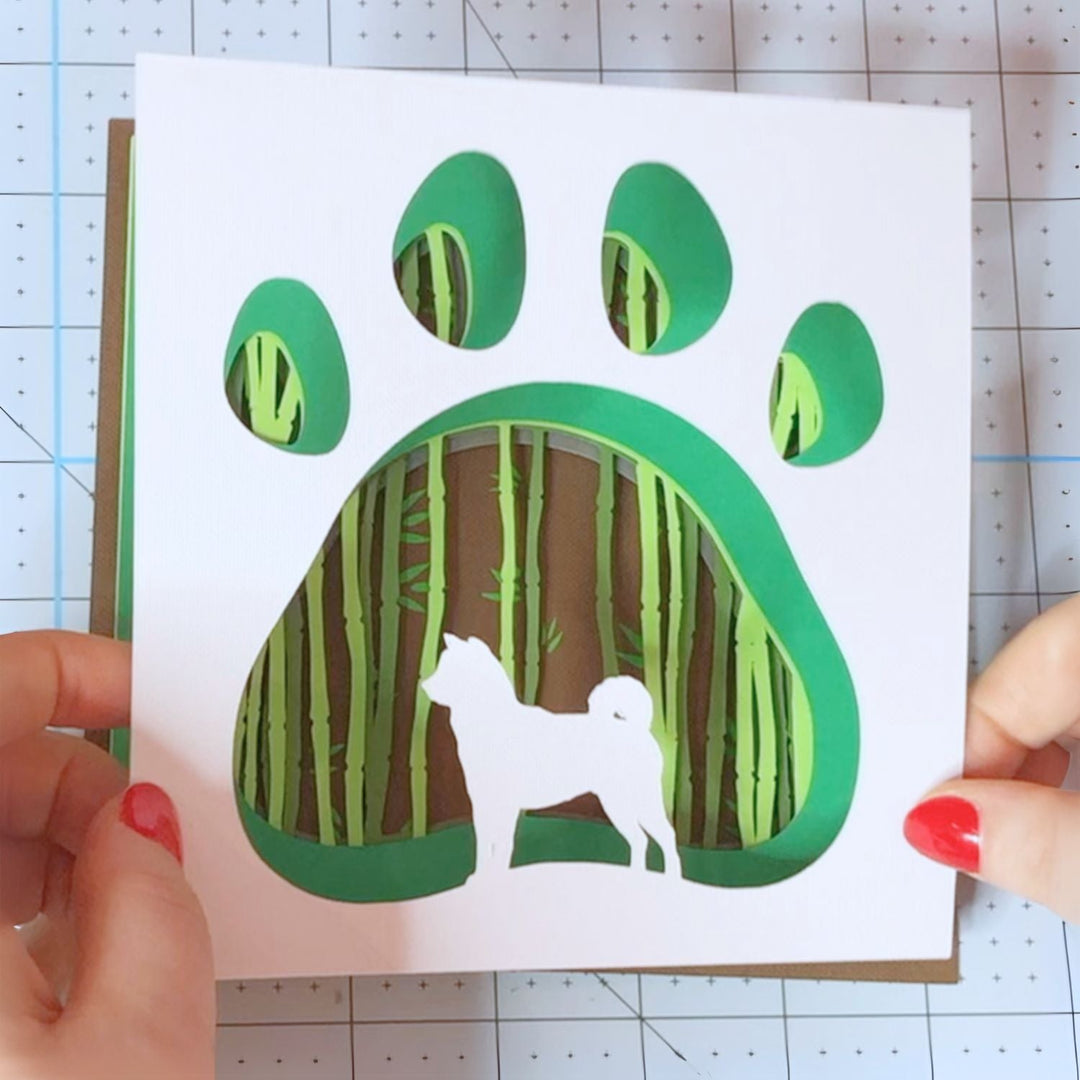 Completed Forest Dog Layered Wall Art featuring a detailed 3D paper design with an underwater scene, layered cardstock, and vinyl accents. Perfect for ocean-themed decor or gifts.