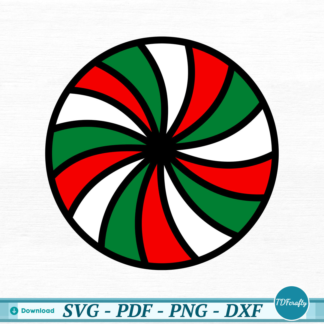 a red and green candy cane in a circle