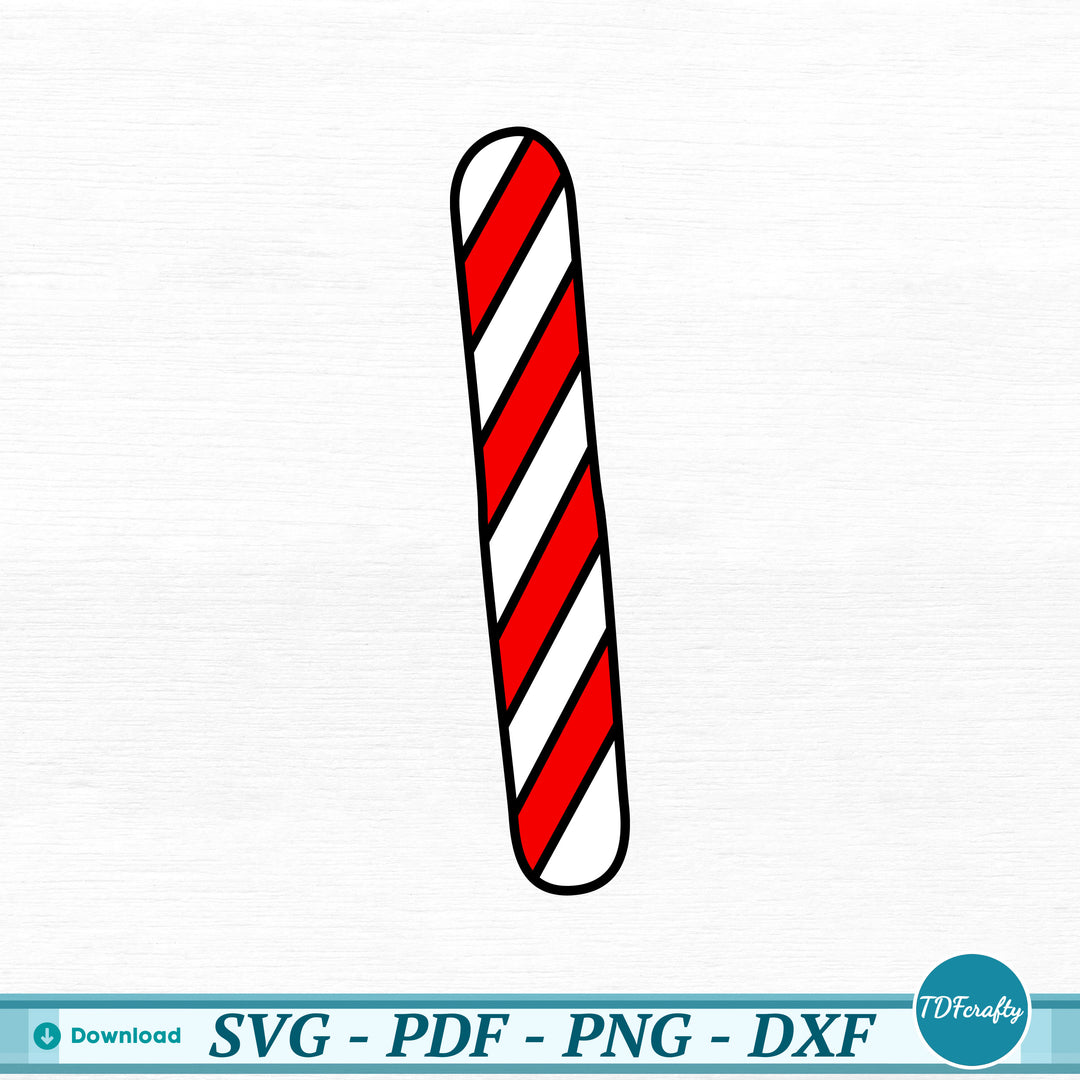 a red and white striped candy cane on a white background