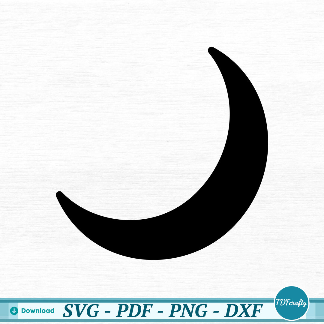 a black crescent on a white background