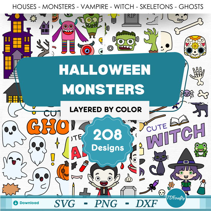 Cute Halloween Monsters Color Bundle