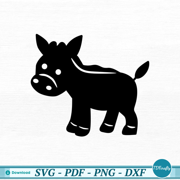 a black and white silhouette of a donkey