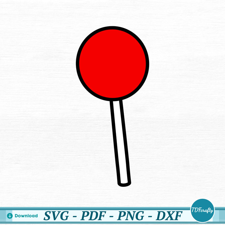 a drawing of a red lollipop on a white background