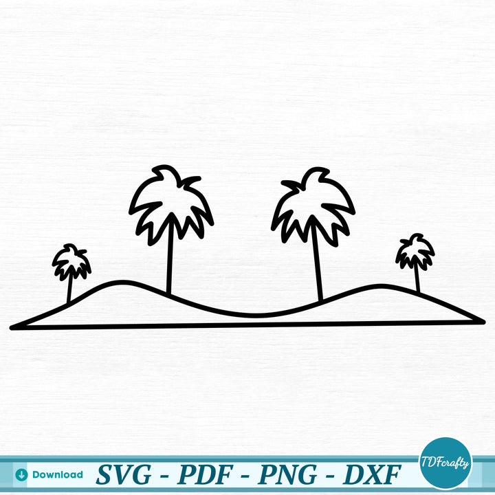 a drawing of three palm trees on an island