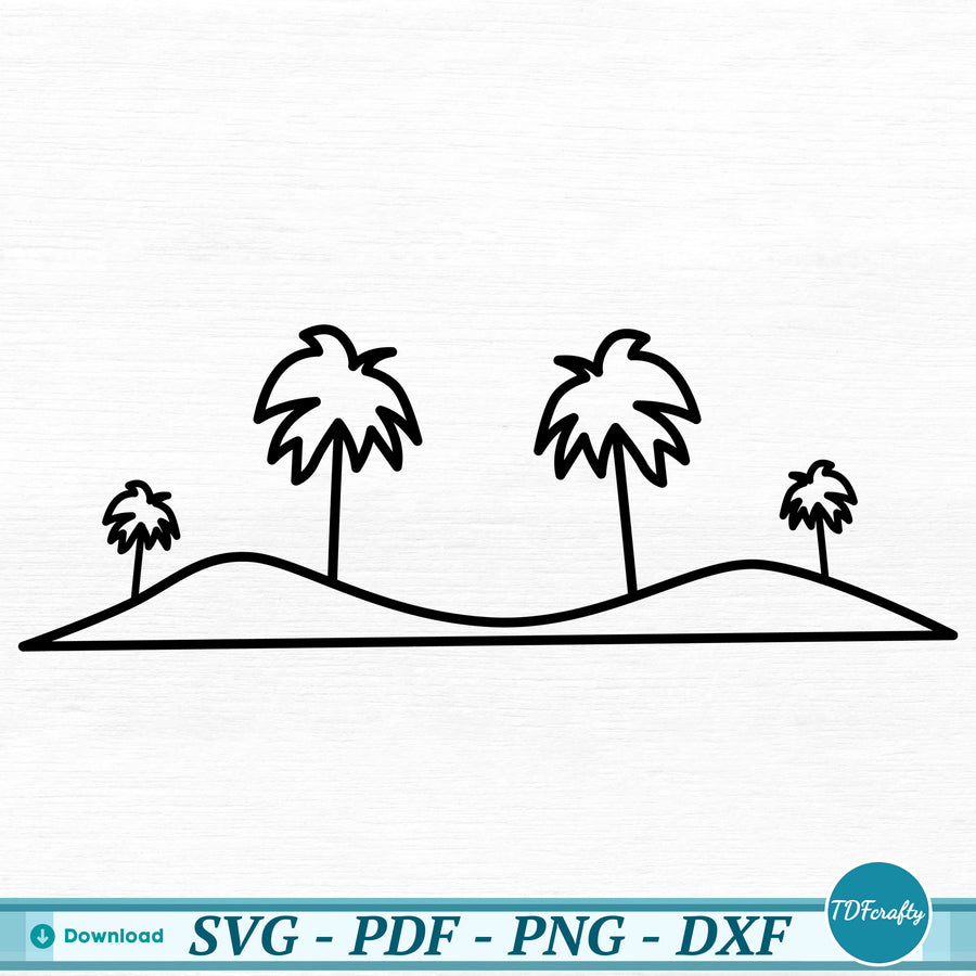 a drawing of three palm trees on an island