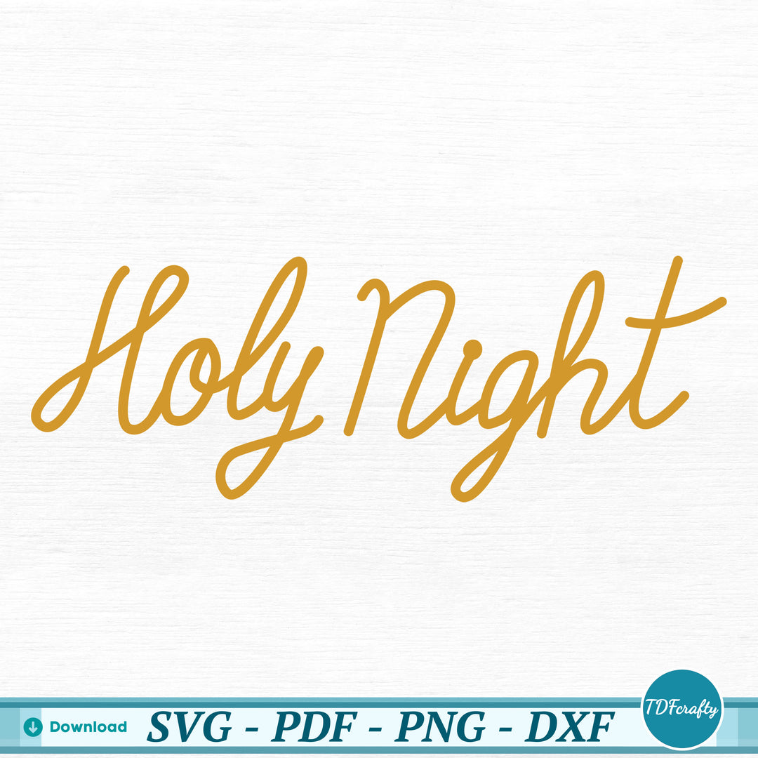 a white background with a yellow lettering that says, holy night