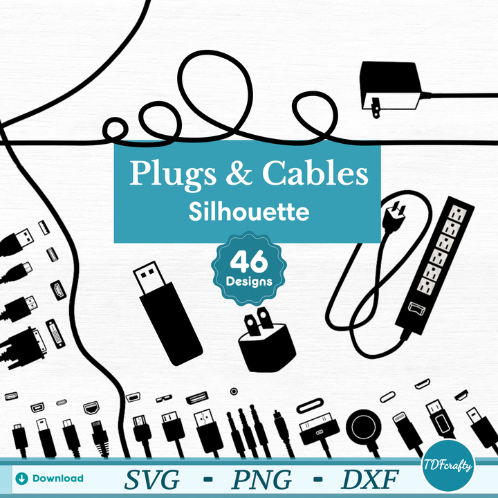 Electronic Cables Silhouettes Bundle
