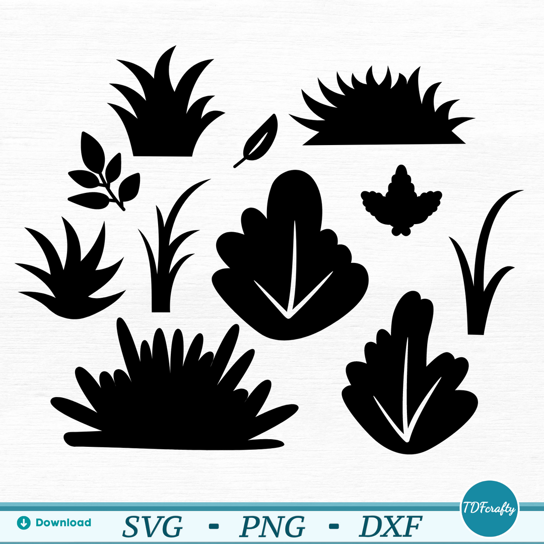 Cartoon Bushes and Leaves Silhouette