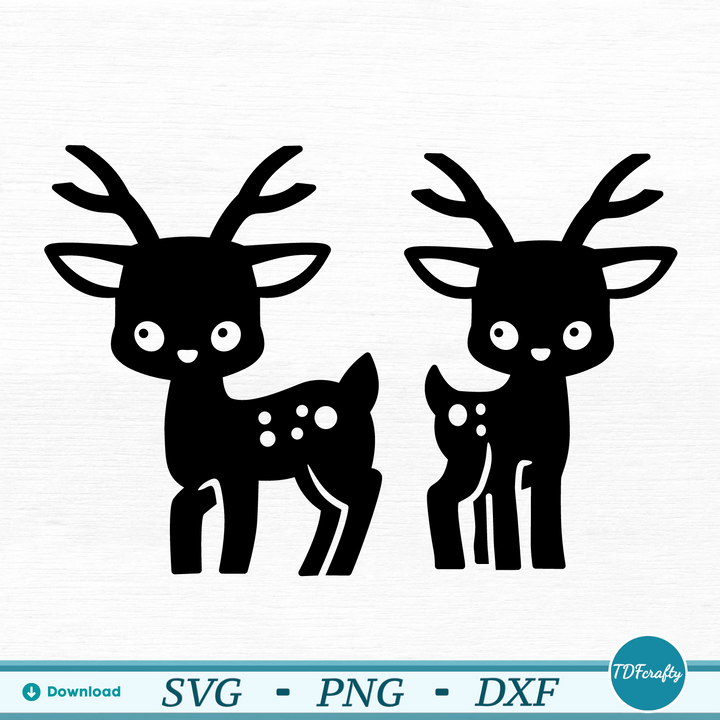 Cartoon Deer Duo Silhouette