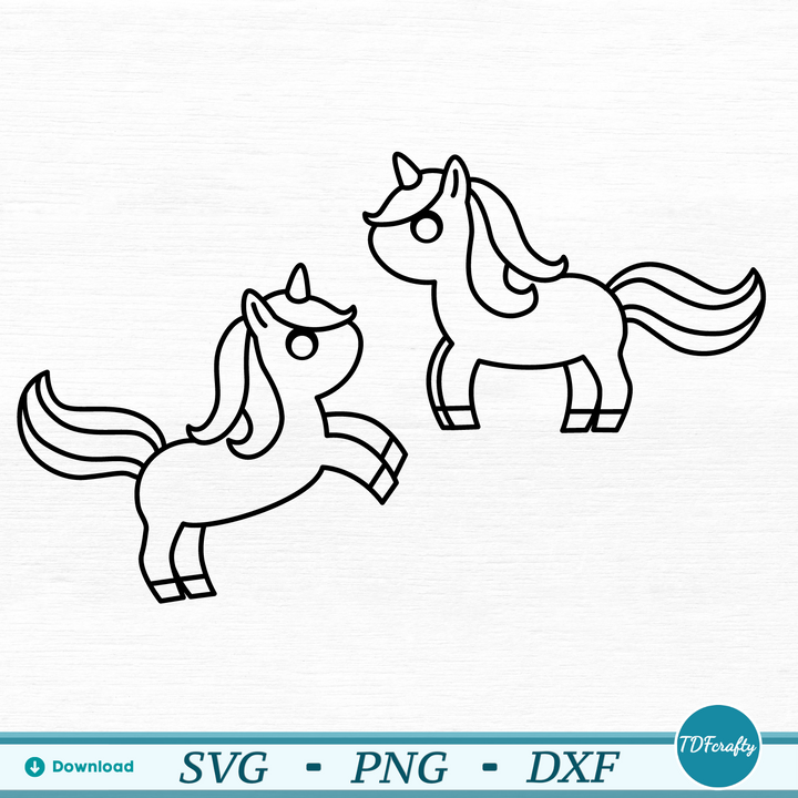 Cartoon Unicorn Duo Outline