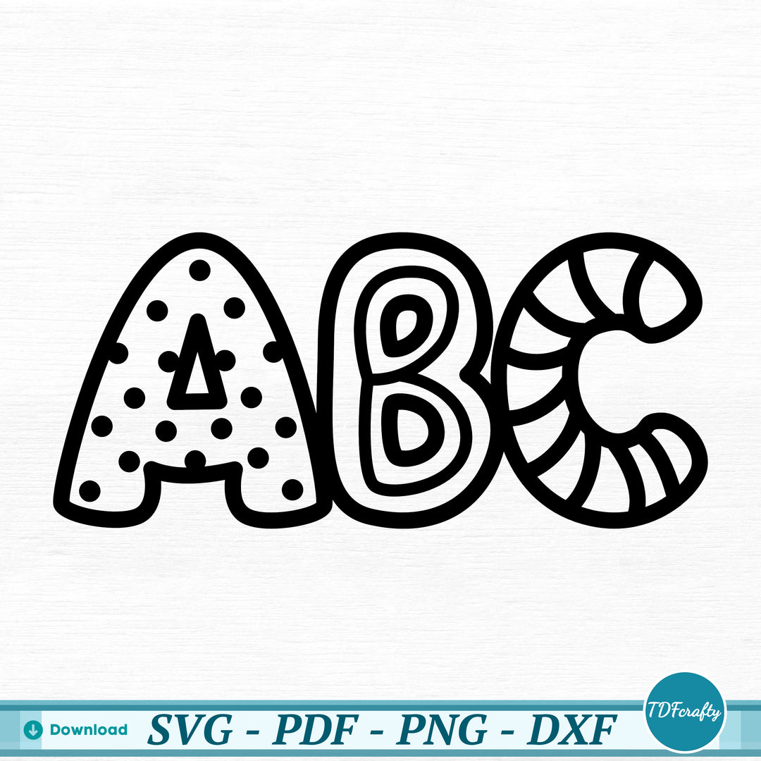 a black and white alphabet with the letter abc