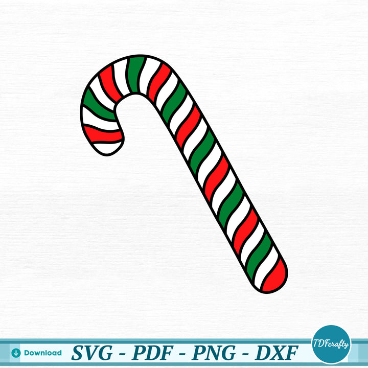 a candy cane with red, green and white stripes