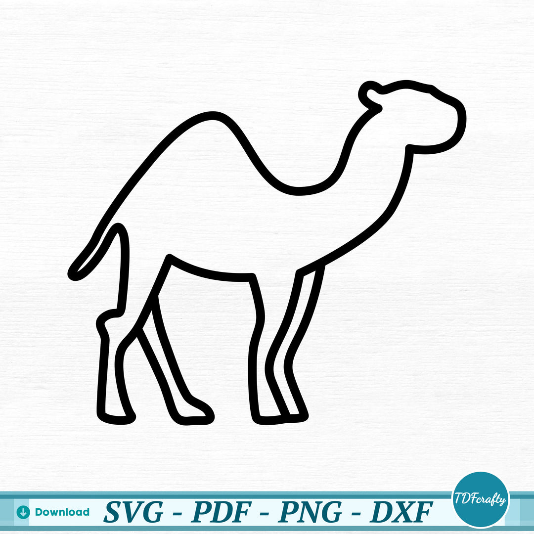 a black and white drawing of a camel