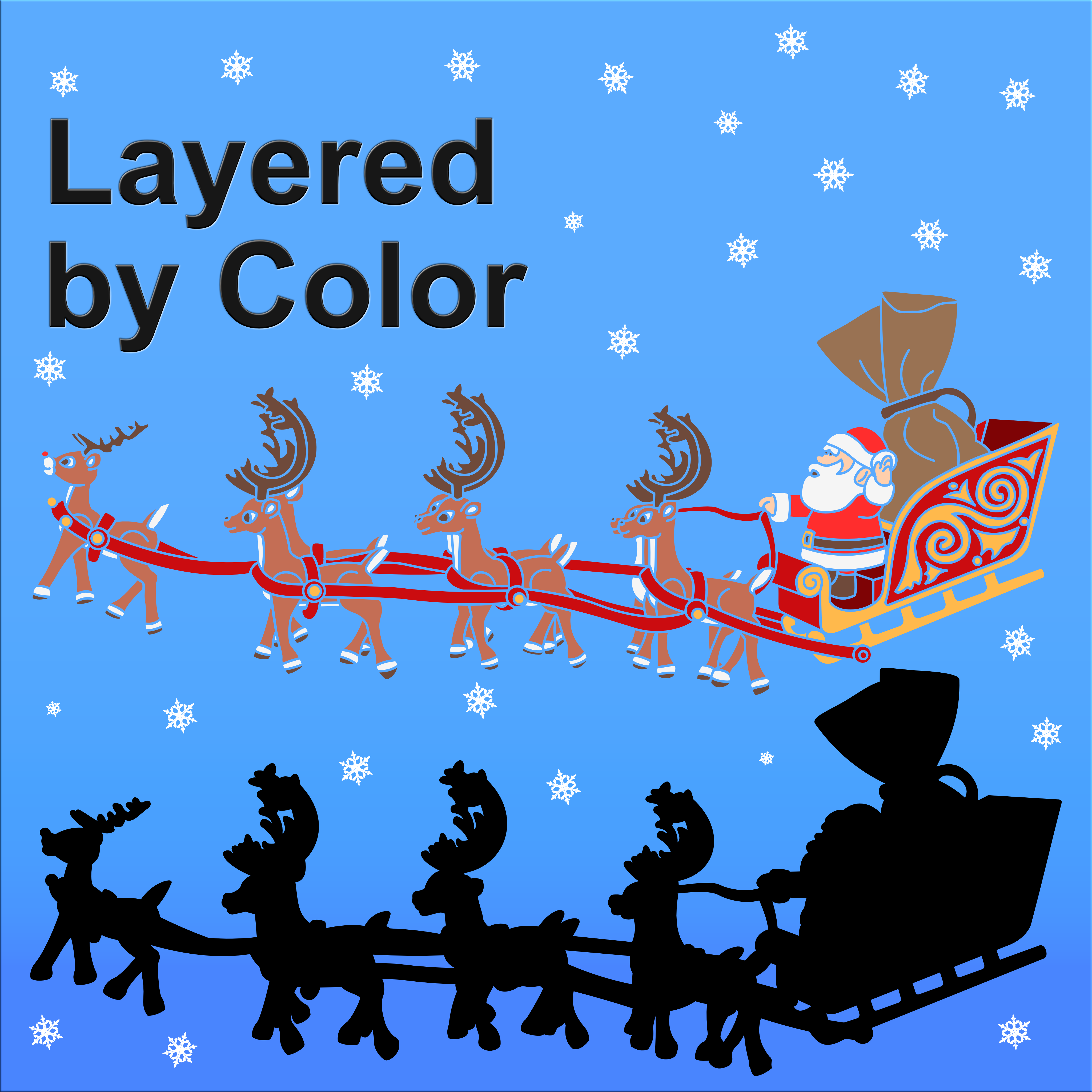 Santa And Reindeer Christmas Xmas Art - Santa And Reindeer Drawing, HD Png  Download - vhv
