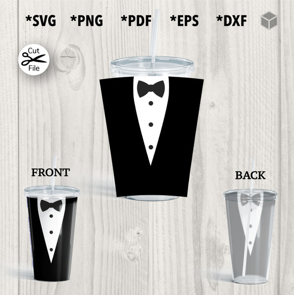 Tuxedo Cup Wrap SVG for 24 oz Cold Cups