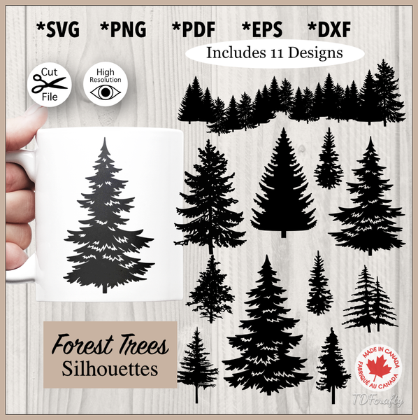 Treeline Forest SVG, PNG, PDF, Forest line SVG, Tree Silhouette